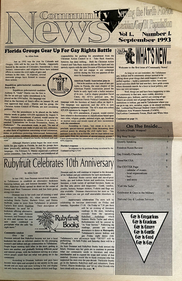 Front page of first issue of Community News.